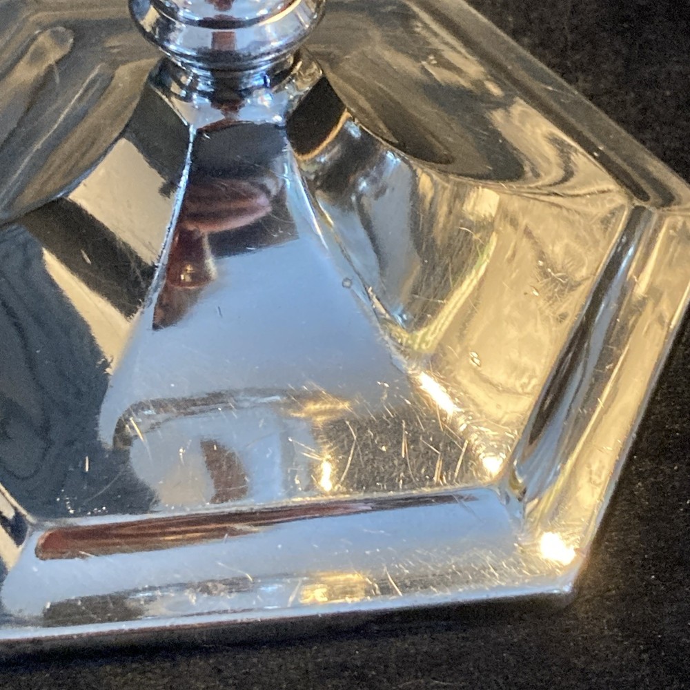 Homan Silverplate Candlesticks Candle Holders Hexagonal Base Model 1161