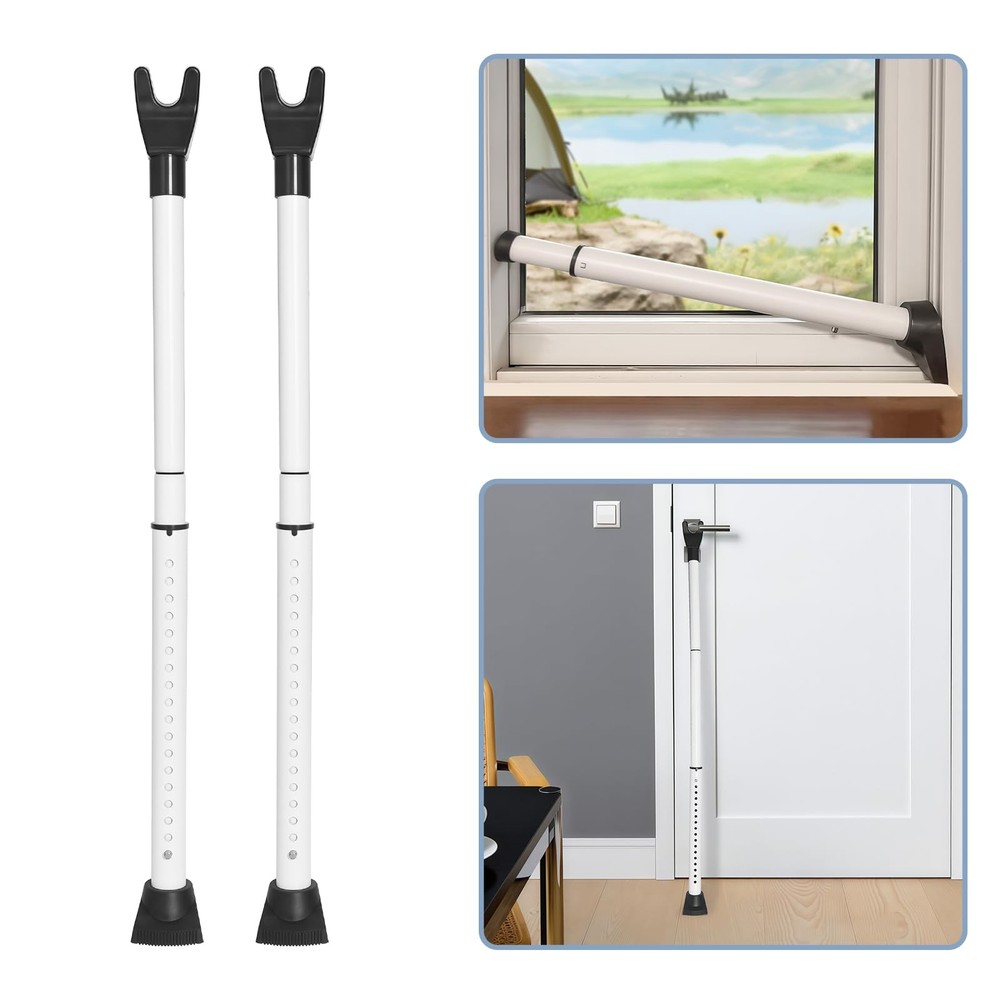 Upgraded Multi-Functional Door Security Bar & Sliding Windows 2 Pack, White