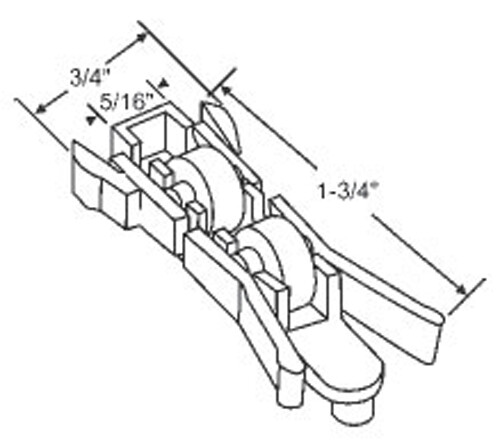 STB Window Roller Assembly, Brass Wheel, 3/8" Diameter - Package