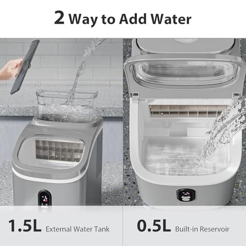 Countertop Ice Cube Maker Machine with External Water GREY