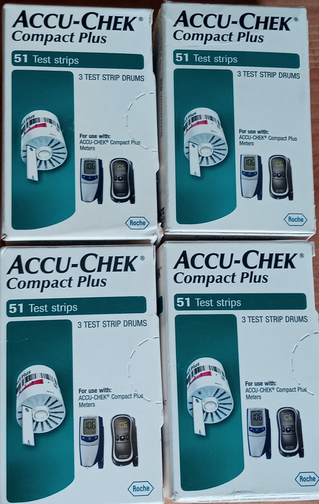 4 boxes - total 204 Accu  Chek compac-plus test Strips