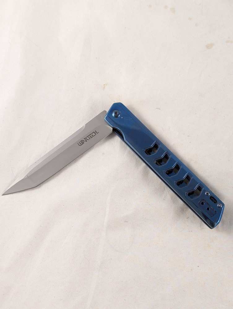 Spring Assist Folding Knife WARTECH Tanto Blade Tactical Blue