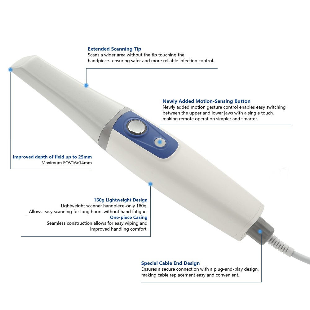 3DS V5 Dental 3D Scanner Large Depth Fast Scanning with Free Software