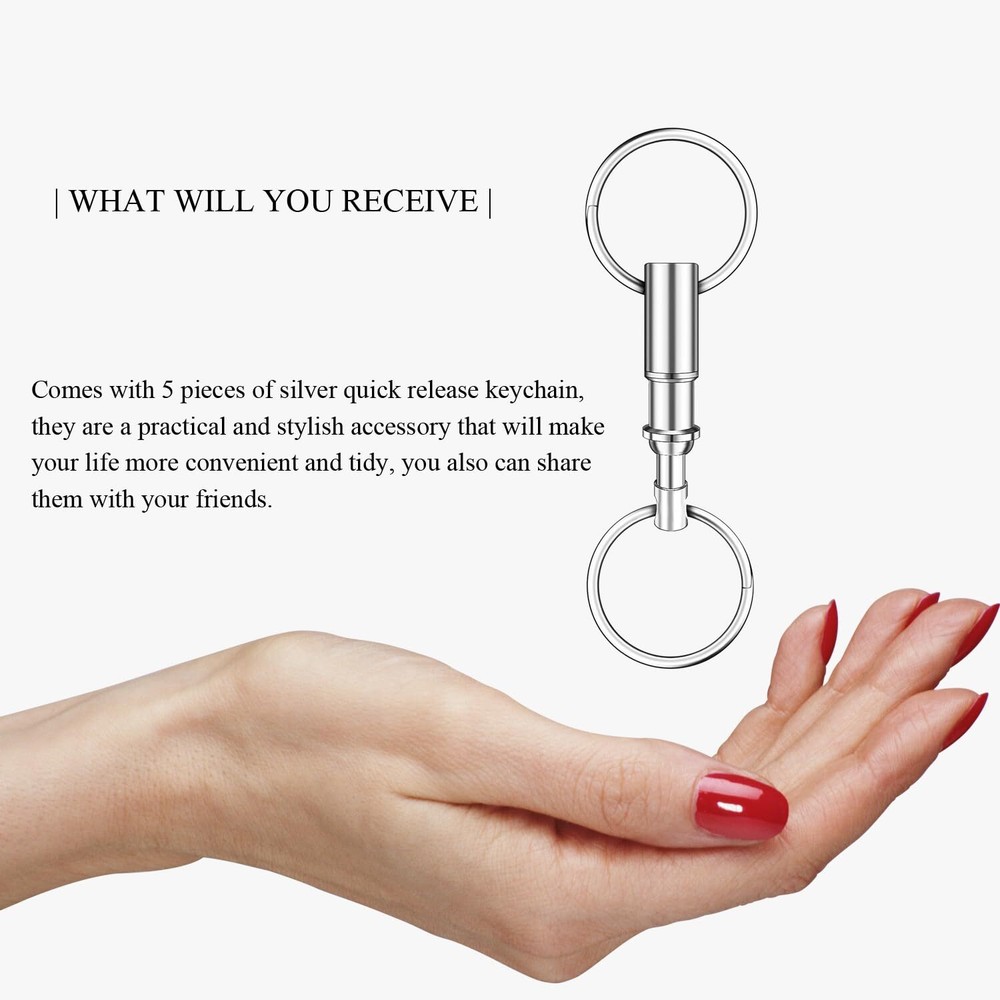 5 Pack Quick Release Keychain Detachable Pull Apart Keychain Dual Pull Apart Key