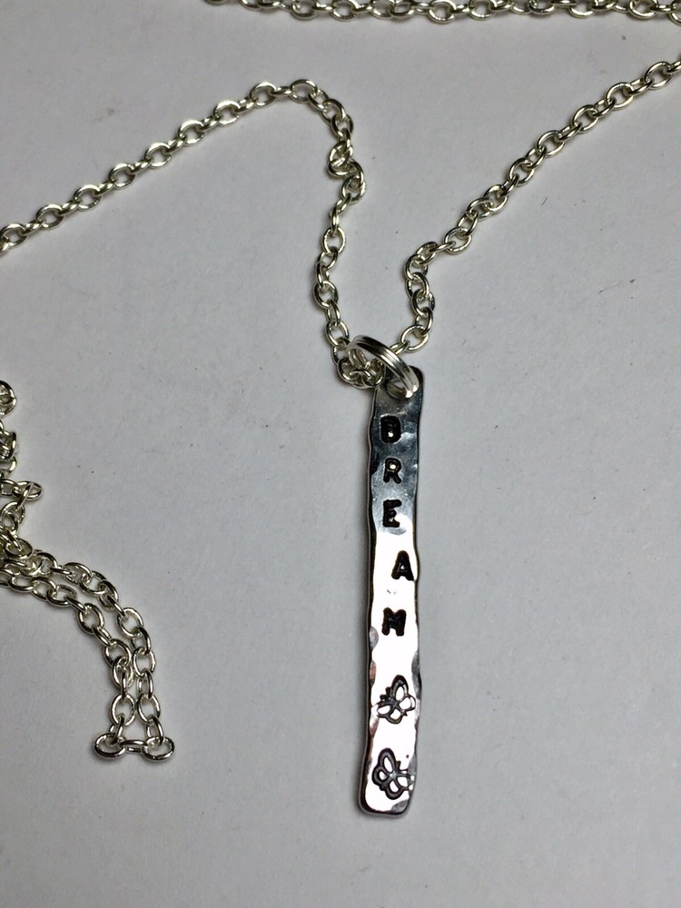 Slim Bar Dream Stamped Necklace