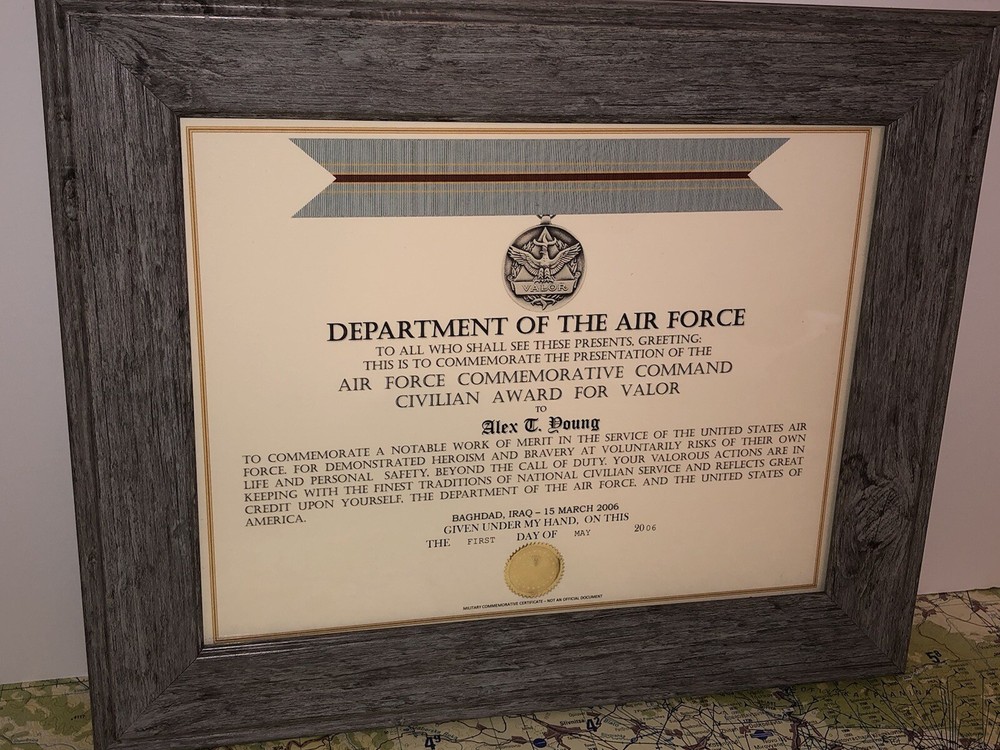 USAF COMMAND CIVILIAN COMMEMORATIVE AWARD FOR VALOR CERTIFICATE Type-1