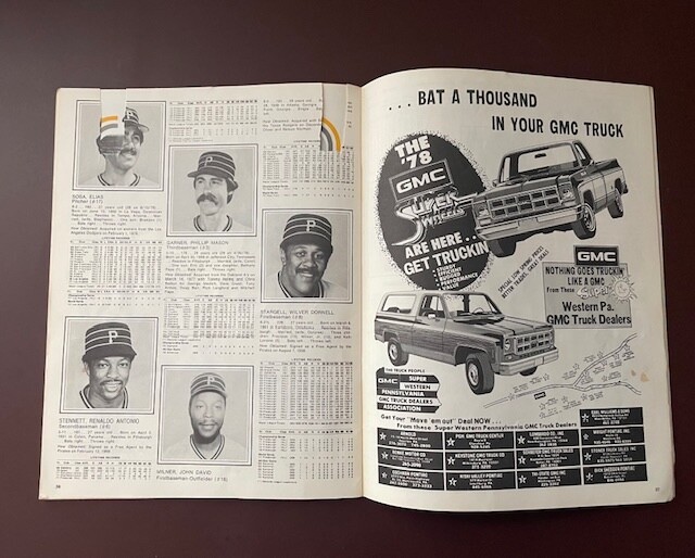 1978 PITTSBURGH PIRATES Scorebook Game Program vs Dodgers MLB Baseball Unscored