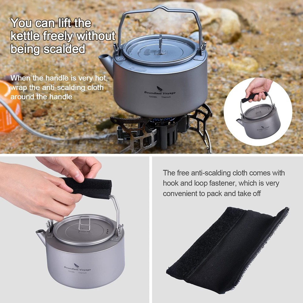 Boundless Voyage Titanium Kettle with Folding Handle & Filter Ultralight Teap...