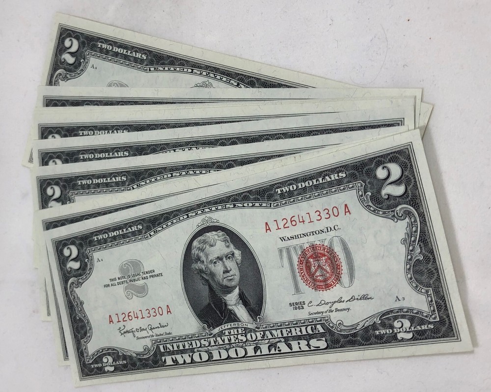 1963 Red Seal $2 US Bank Notes. 11 Consecutive Gem Notes.