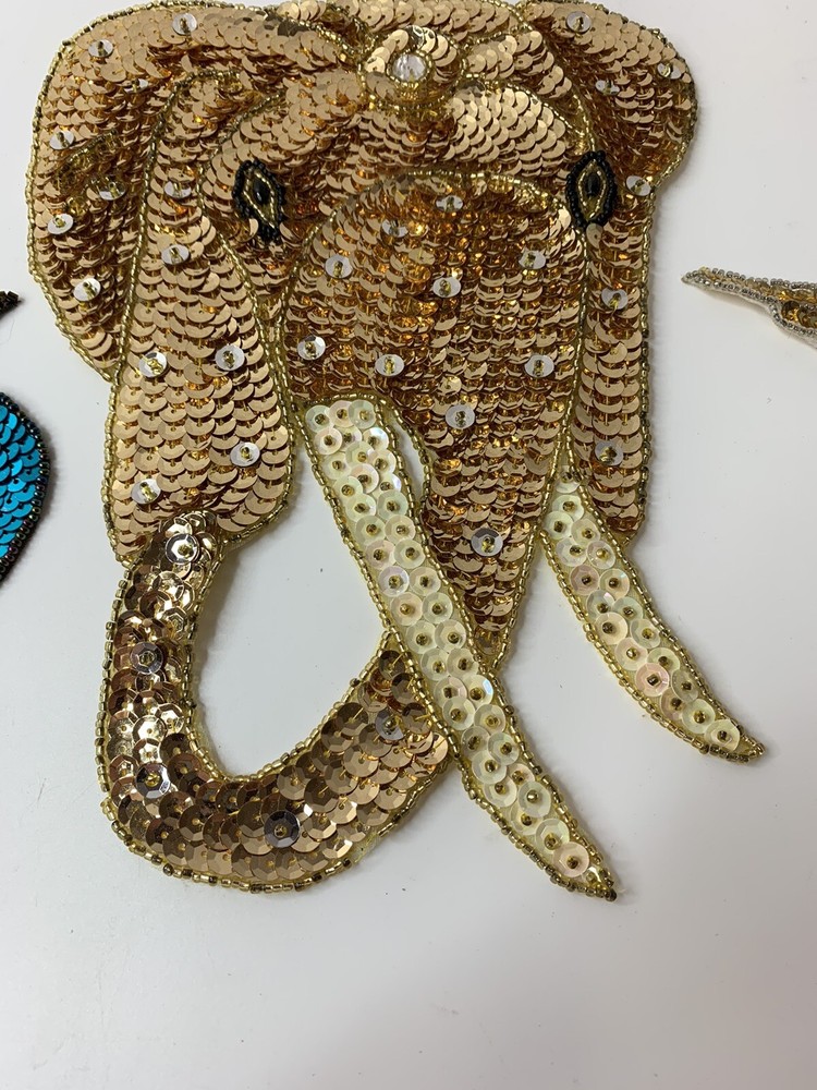 Sequence/Beaded Applique ELEPHANT PEACOCK BIRD
