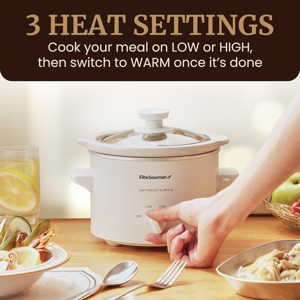 Compact 1.5 Qt Electric Slow Cooker with Adjustable Settings - Easy Clean Design