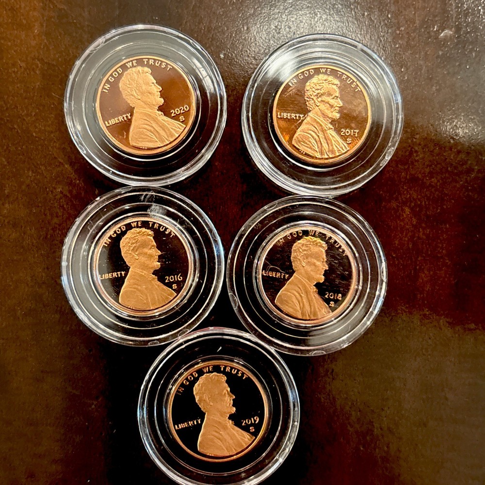 Lincoln Shield 1 Cent Coins Proof 5 Each Uncirculated