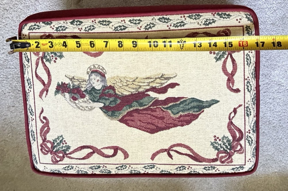 Vintage Tapestry & Brass Christmas Stool