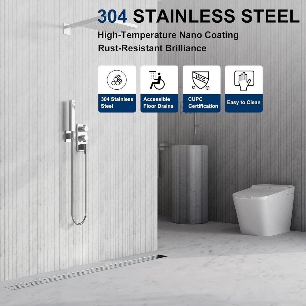Brushed Stainless Steel 32-Inch Linear Shower Drain with Brick Pattern Grate 🛁