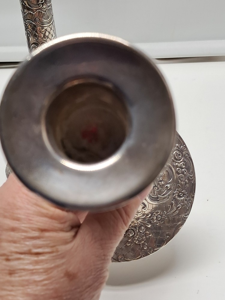 Antique Silver-Plated Repousse Candlestick Holders