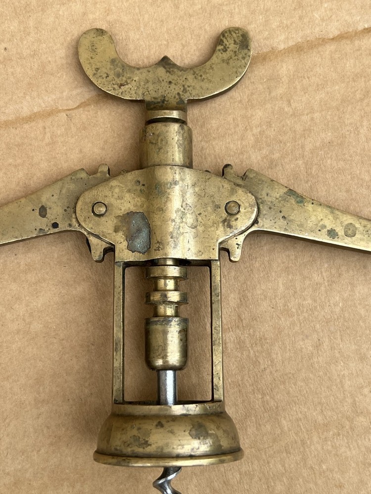Big Antique Heavy Brass Corkscrew--Cork Pull 9-1/2"