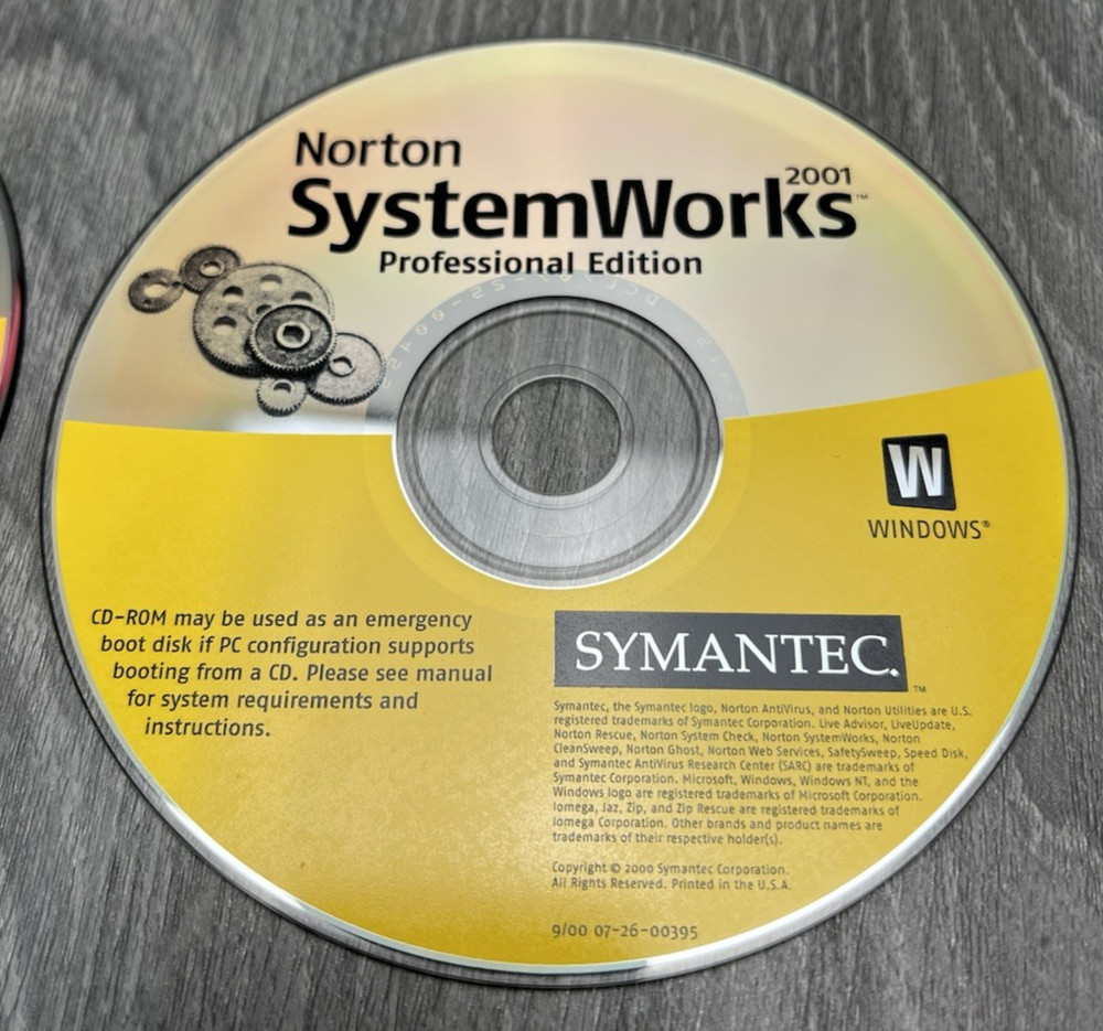 2001 Norton Internet Security and Norton SystemWorks Professional Edition Discs