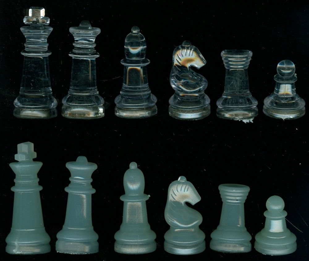 Plastic Chess/Checker Set Replacement Pieces Clear Frosted 7/8inch diameter base
