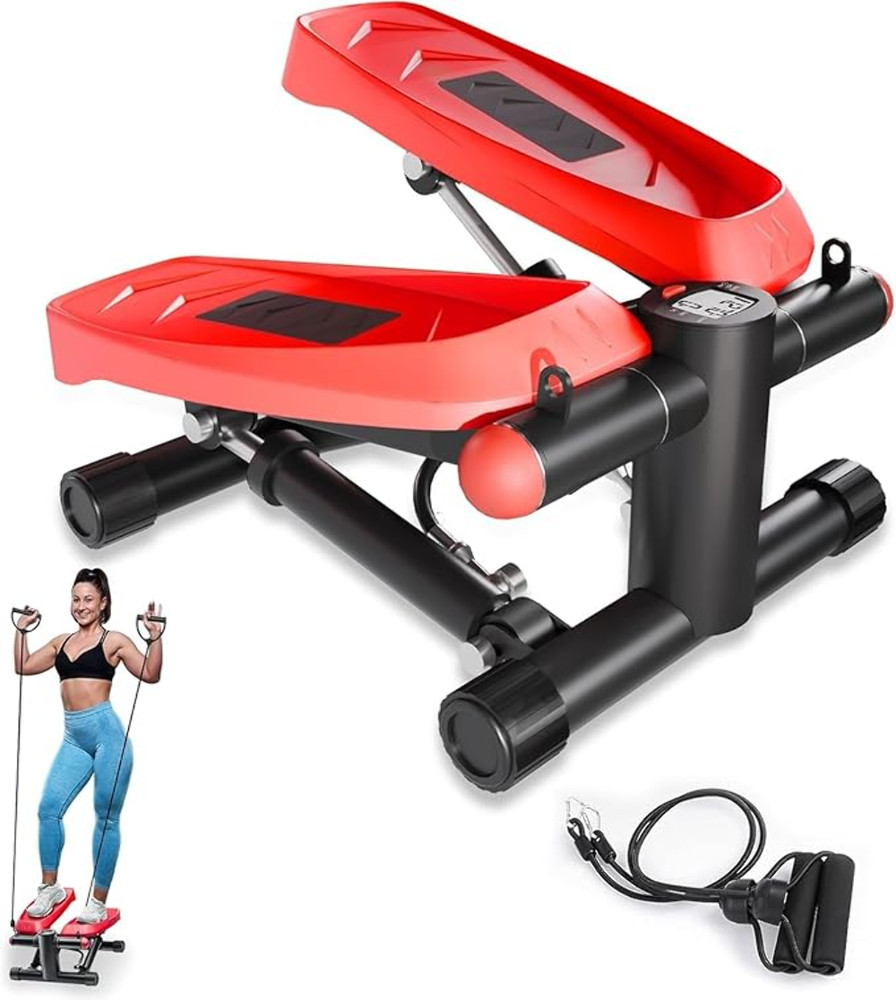Stepper for Exercise at Home - Air-Powered Resistance with Bands & Digital Monit
