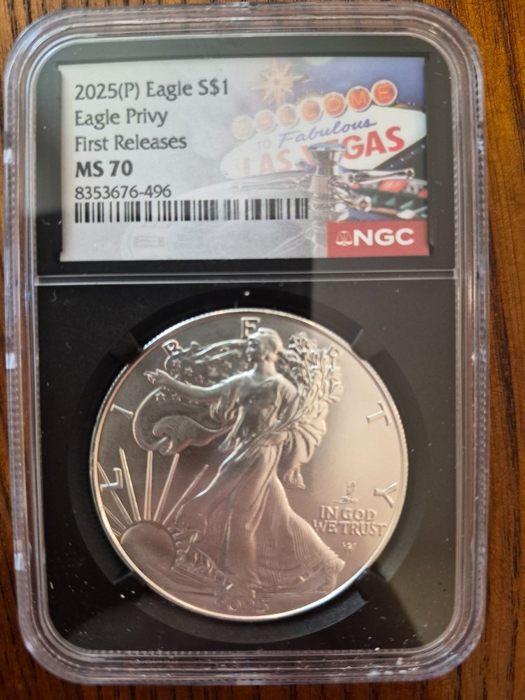 2025 1 oz Silver Eagle with Eagle Privy NGC MS70s