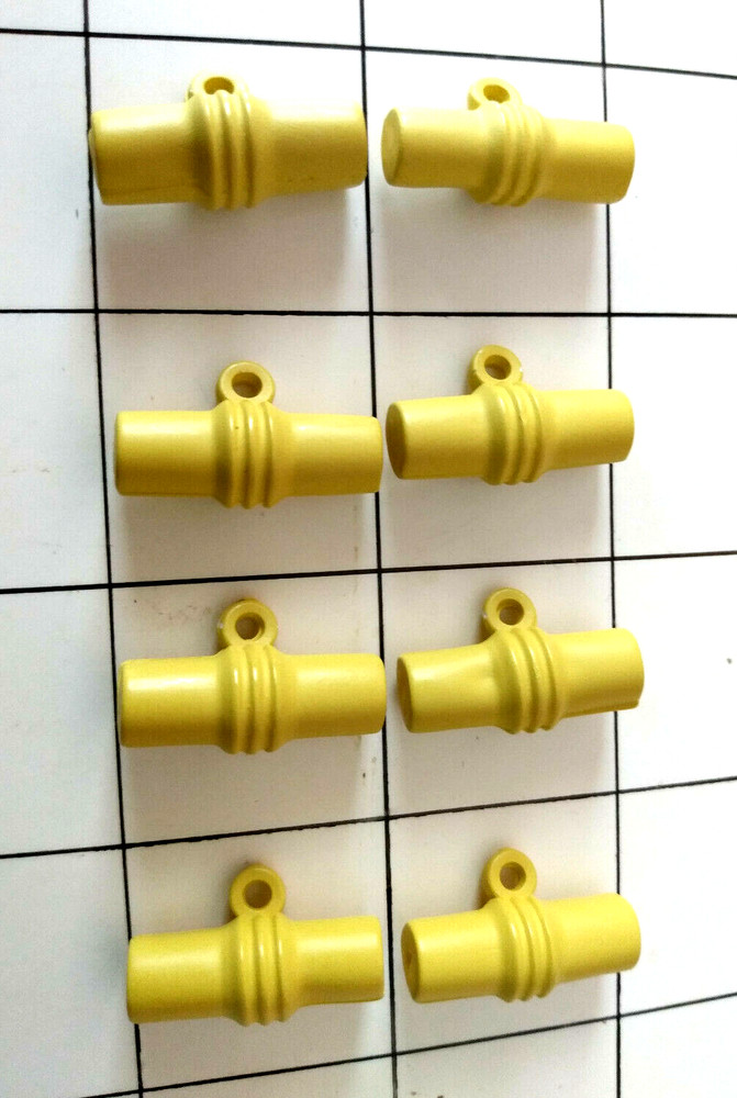 Vintage 8 YELLOW Toggle Buttons 7/8" Plastic Pattern MCM