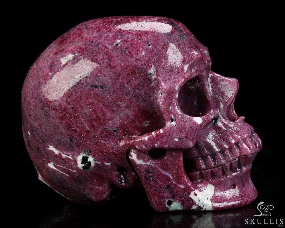 Gemstone 4.3" Ruby Hand Carved Crystal Skull, Super Realistic