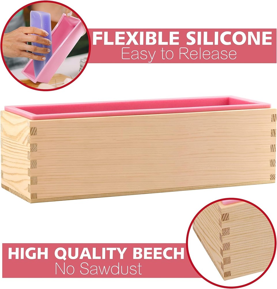 2 pcs Rectangular Soap Molds Kit with Cutters - 42oz Flexible Silicone Loaf Soap
