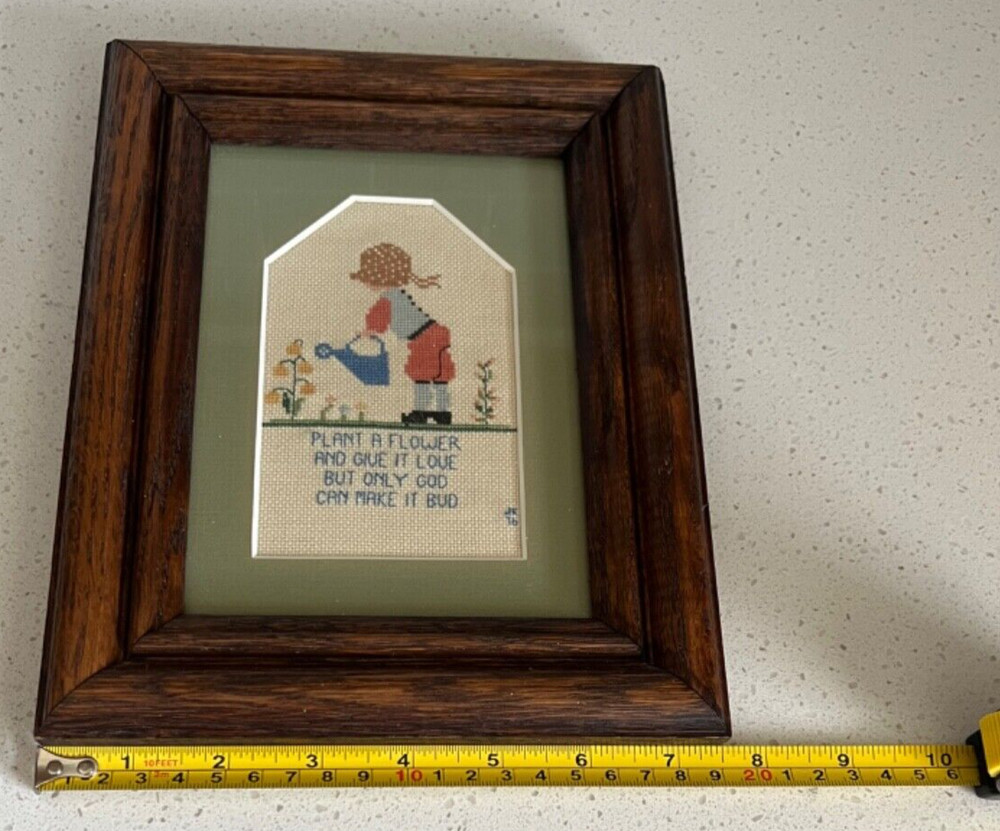 Vintage 1976 Cross Stitch Needlepoint Sampler Complete Framed Matted
