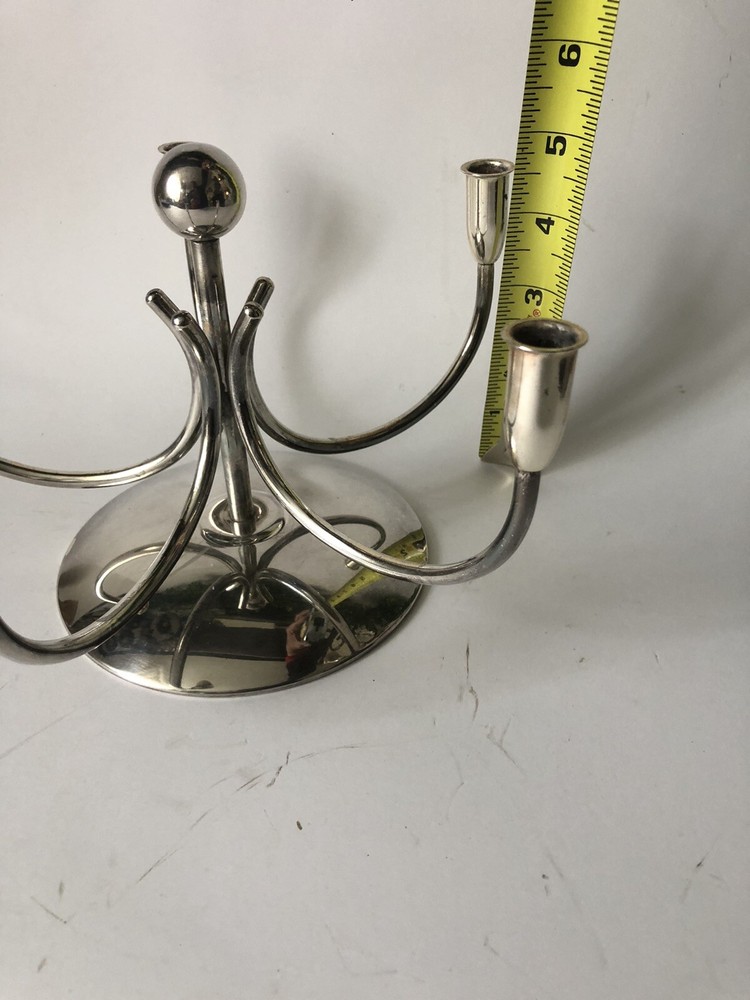 Art Deco Silver Plated Five Candlestick Holder .