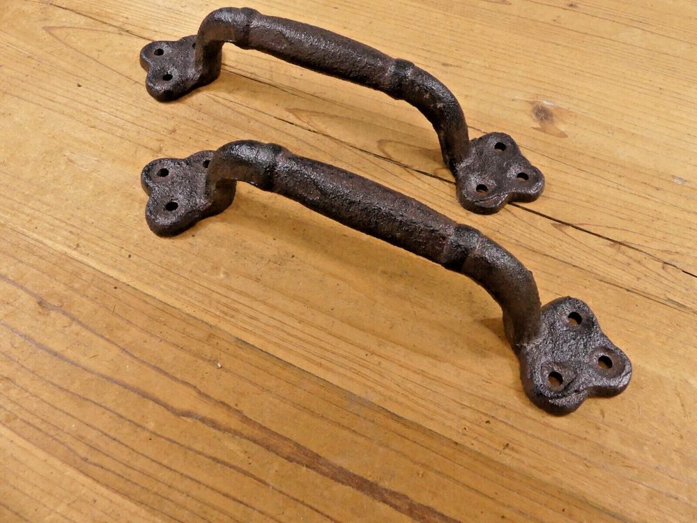 2 Rustic Cast Iron Antique Style Restore Barn Handles Gate Pull Door Handle