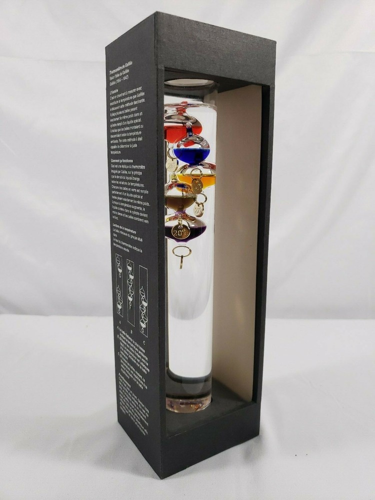 Galileo Thermometer in Crate Frame, 10.5" Tall