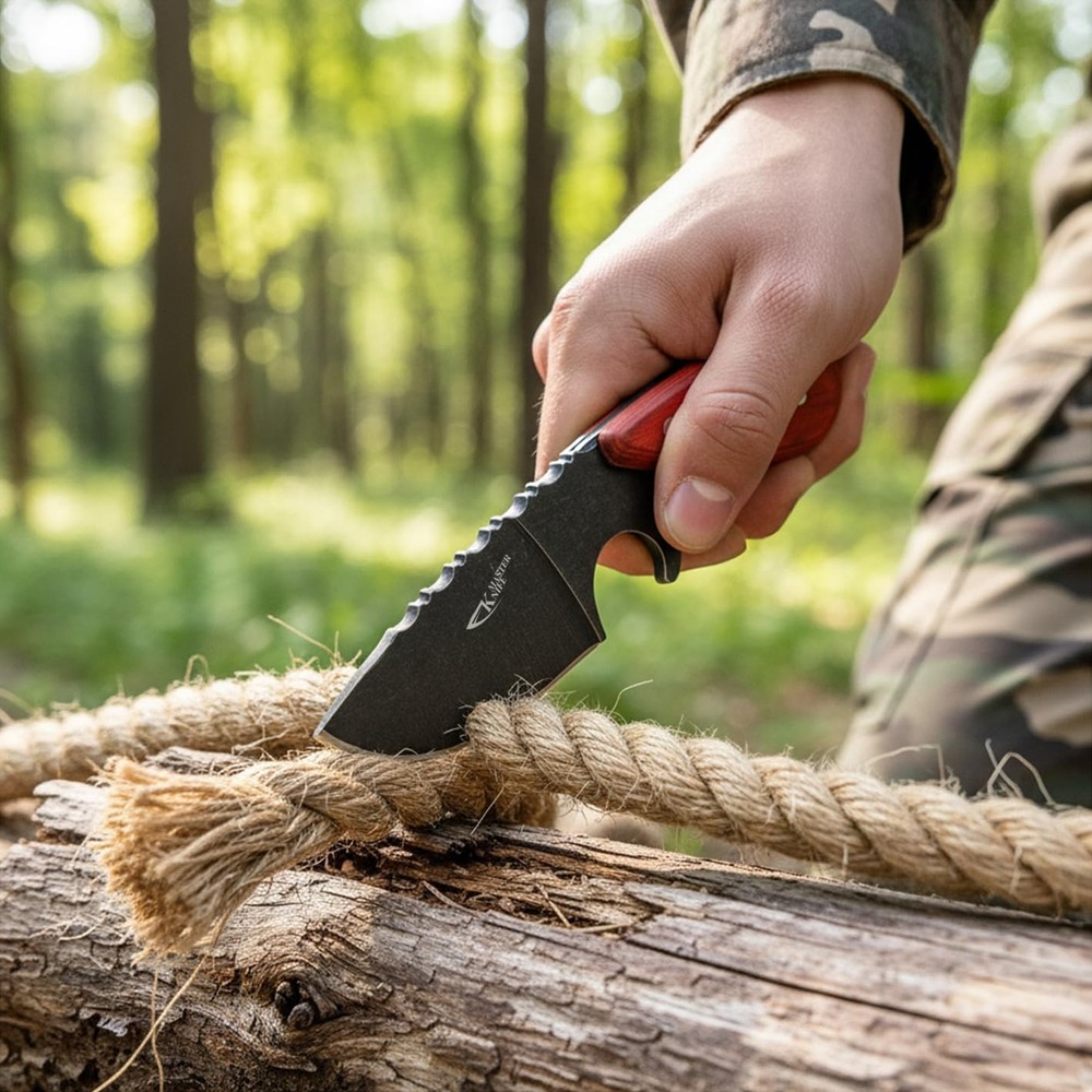 mini fixed blade knife full tang edc knife sheath ergonomic handle