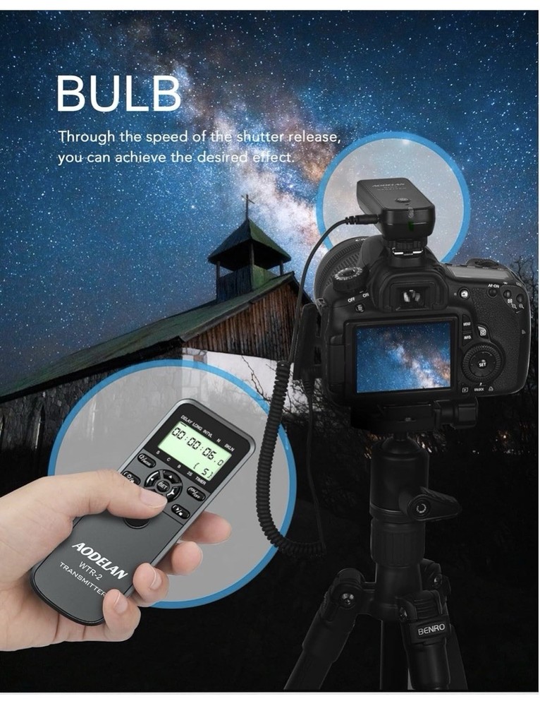 AODELAN WTR-2 Wireless Camera Timelapse intervalometer Timer Shutter Remote