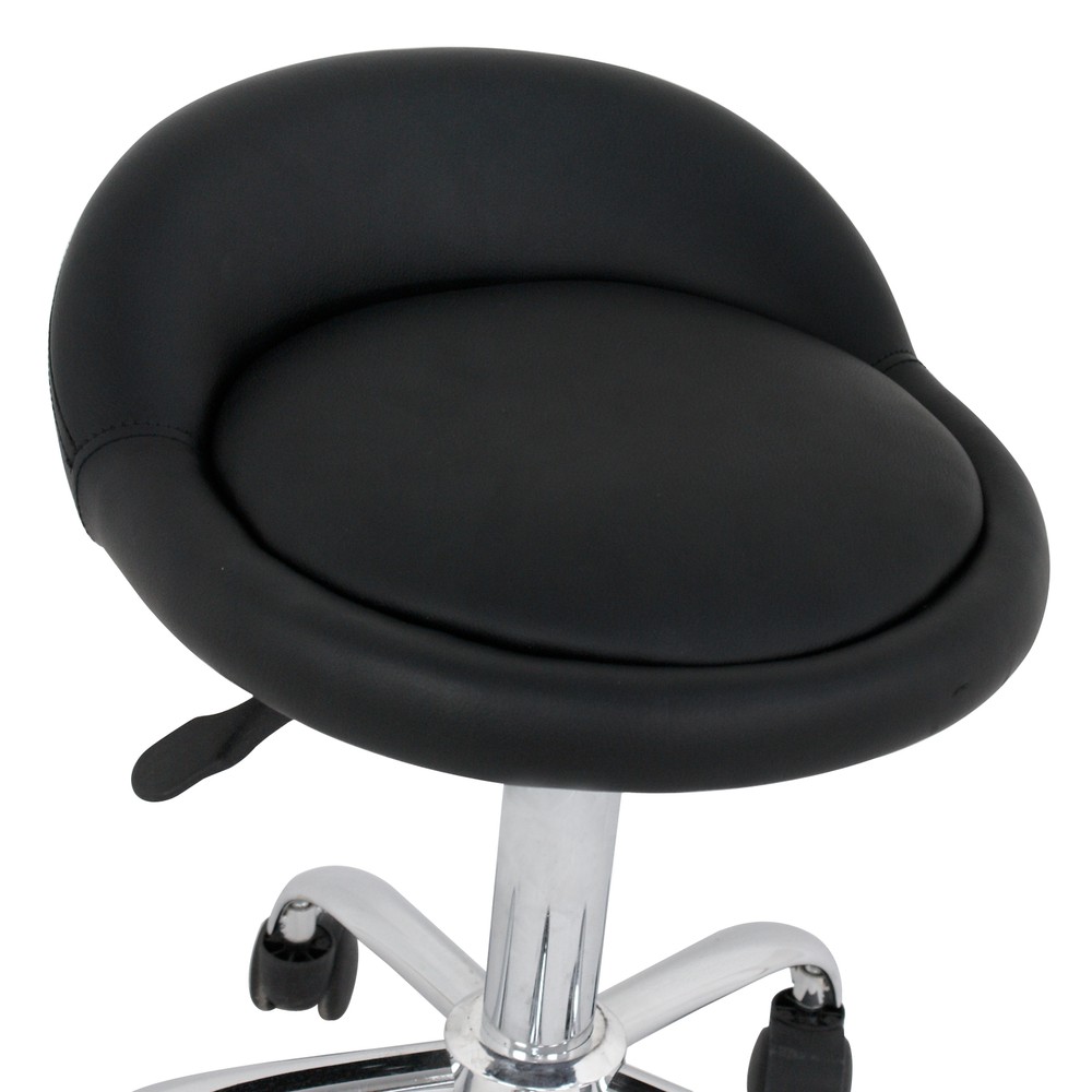 Salon Stools w/Back Rest Saddle Hydraulic Adjustable Spa Rolling Black 3Pack