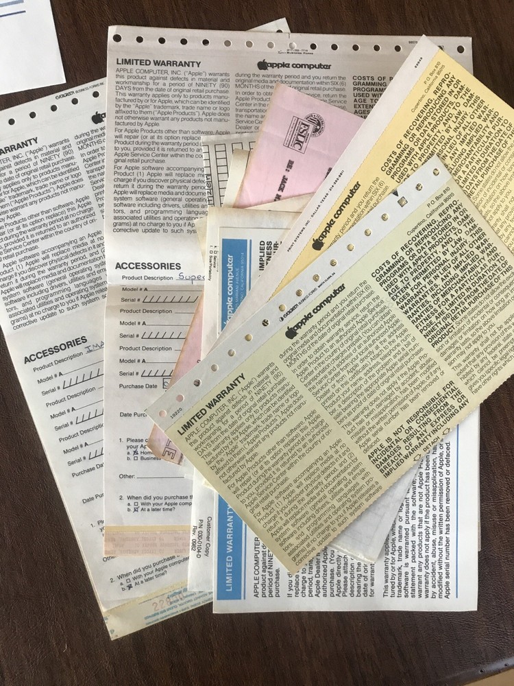 LOT Vintage Apple Computer - Forms, Manual, Reports 1980s
