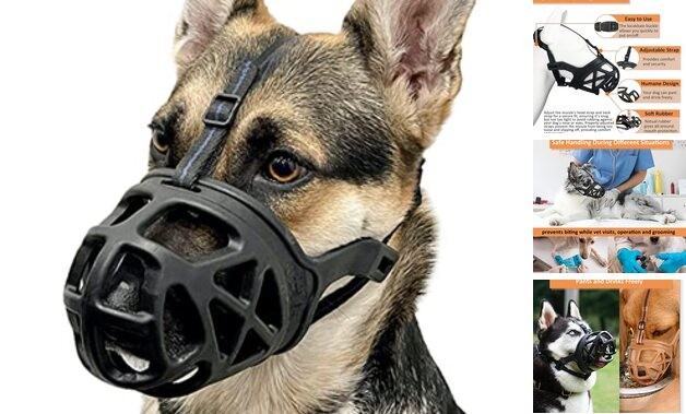 Dog Muzzle, Basket Muzzle for Biting, Chewing and Scavenging, Humane Black L