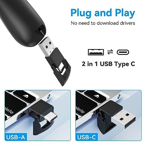 Wireless Presentation Clicker Remote - USB Type C Laser Pointer for PPT & Google