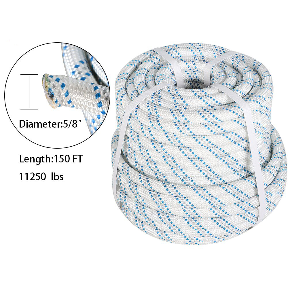 5/8"x150' Braid Nylon Polyester Low-stretch Rope Pulling Rigging 11000lbs