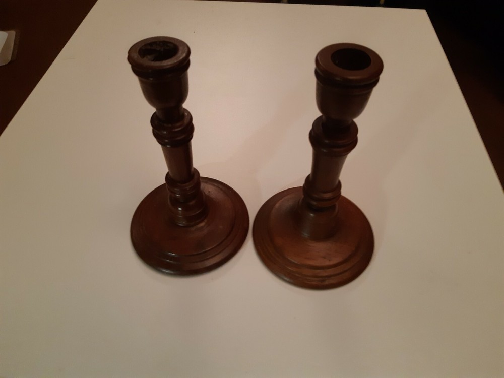 x2 Hallmark Wooden Candlesticks