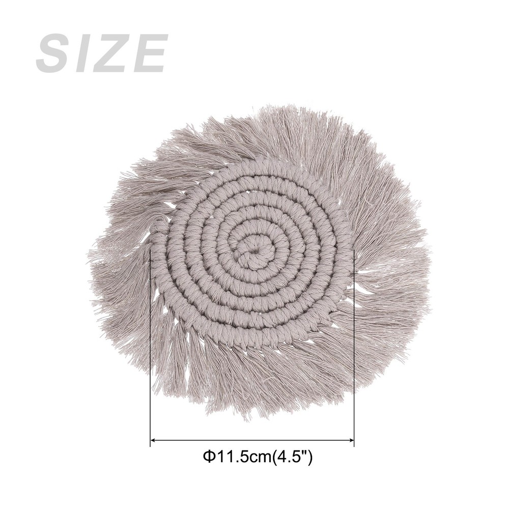 2 Pack Coasters for Drinks Absorbent with Tassels, Milk Coffee
