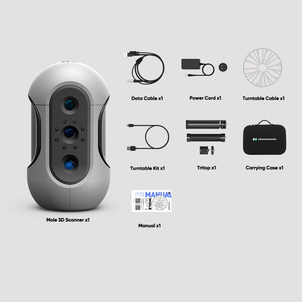 3DMakerpro Mole Handheld 3D Scanner Premium 0.05mm Accuracy for 3D Printer T7T0