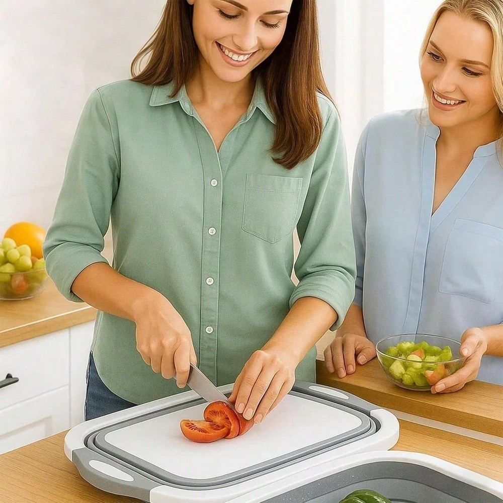 Collapsible Cutting Board - Foldable Multi-function Dish Tub - Washing and Drain