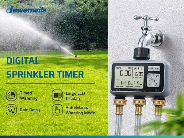 DEWENWILS 3 Zone Sprinkler Timer rogrammable Hose Faucet Timer, Irrigation Timer