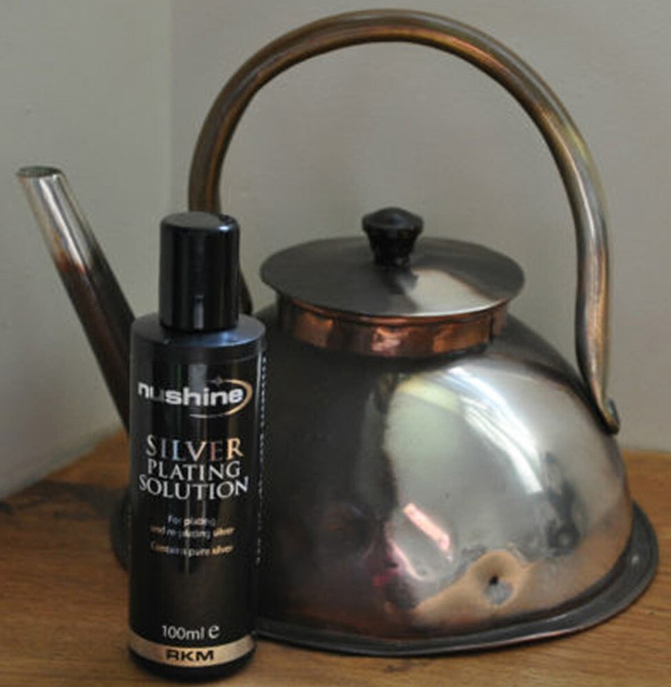 NUSHINE SILVER PLATING SOLUTION - PLATE/REPLATE YOUR TEAPOT - 100ml plating