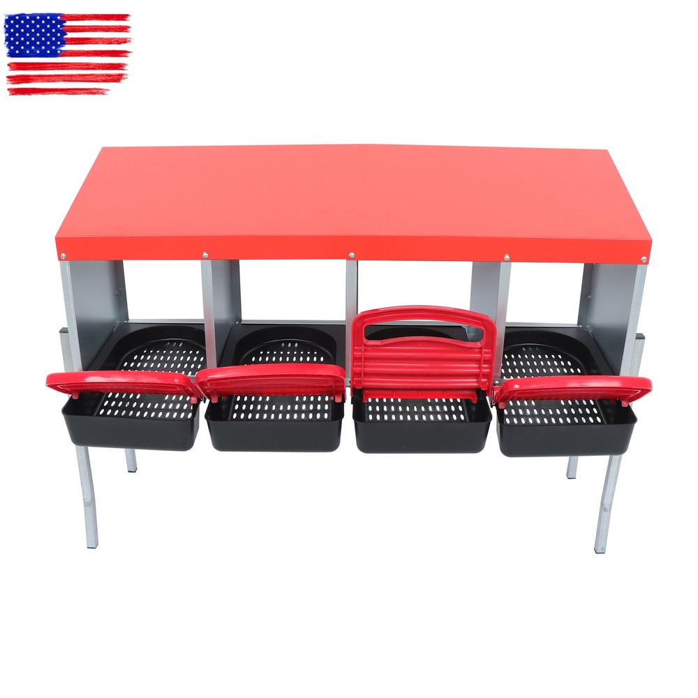 4 Hole Roll Out Chicken Nesting Boxes For Laying Eggs Coop Compartment