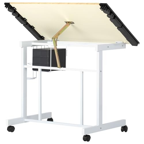 Studio Designs Craft Station, Top Adjustable Drafting Table White/Maple Deluxe