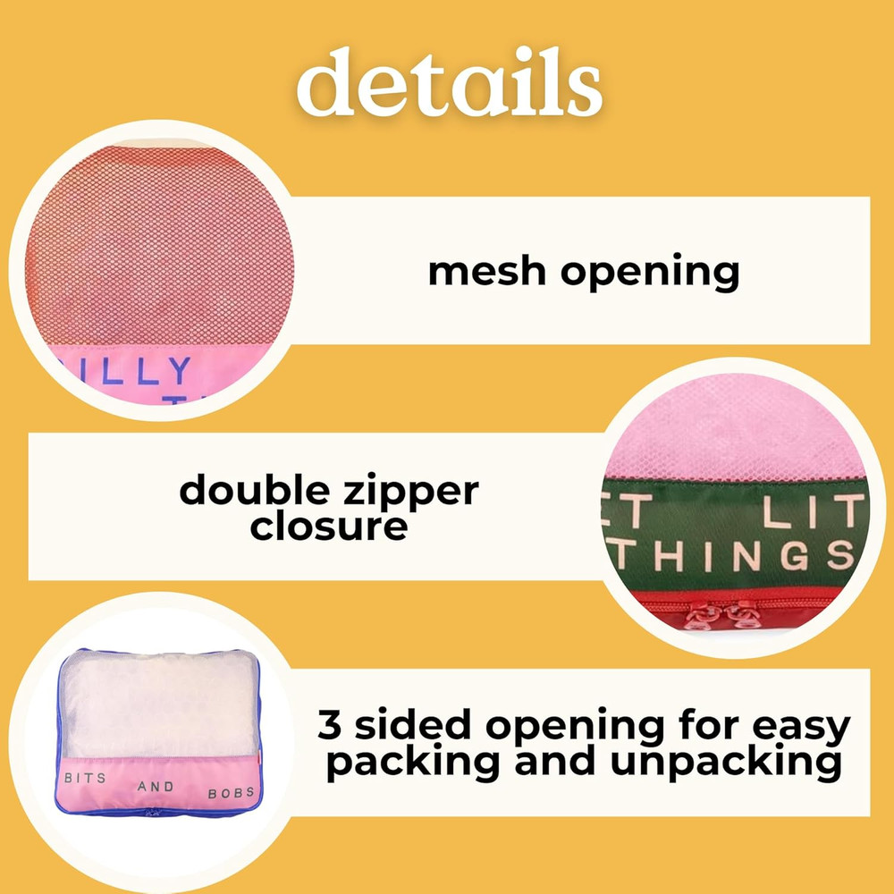 Getaway Polyester and Mesh Packing Cube Set, Includes 4 Foldable Luggage Organiz