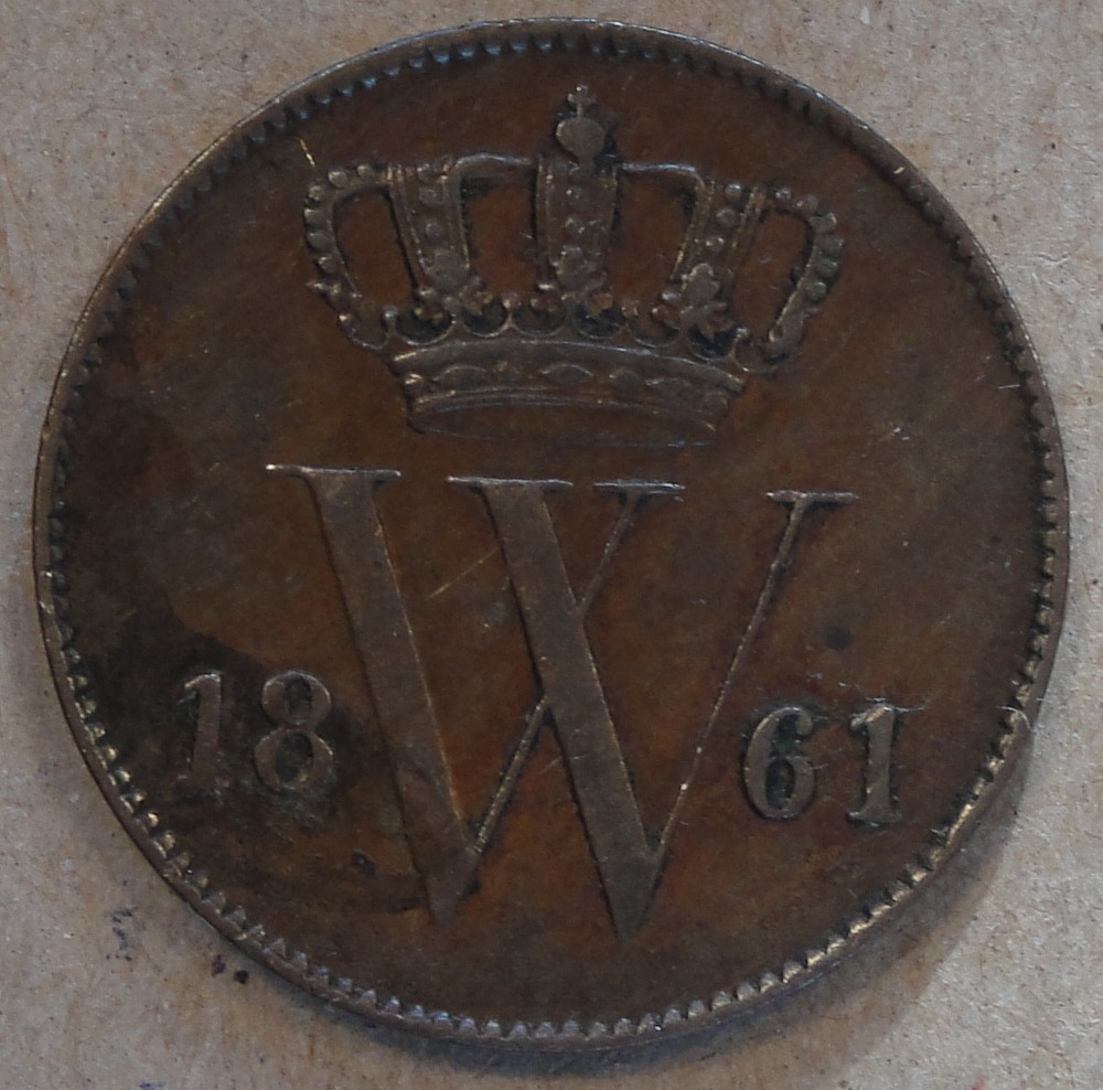 Netherlands 1861 1 Cent Better Circulated Grade Environmental Issues as Pictured