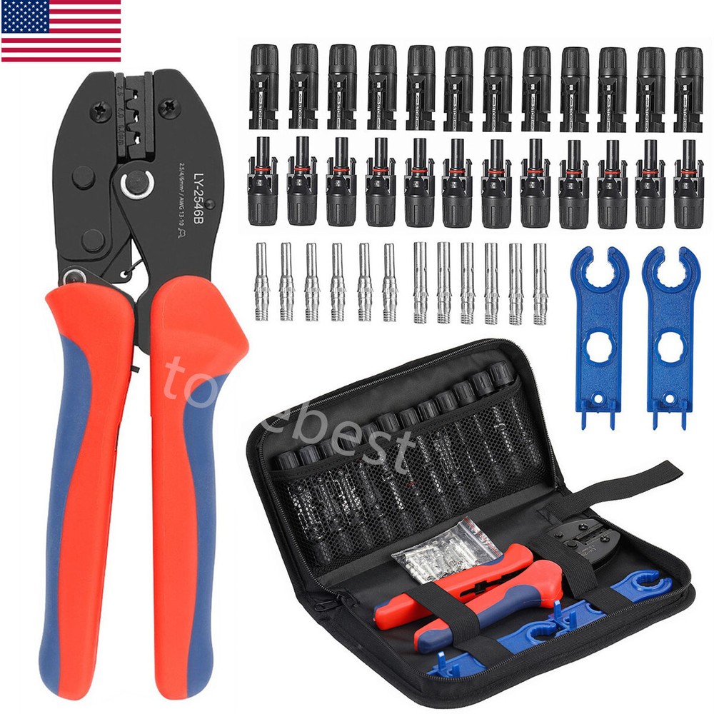 24 PCS Waterproof Solar Connectors Solar Panel Wire Joiners Crimper Plier Set