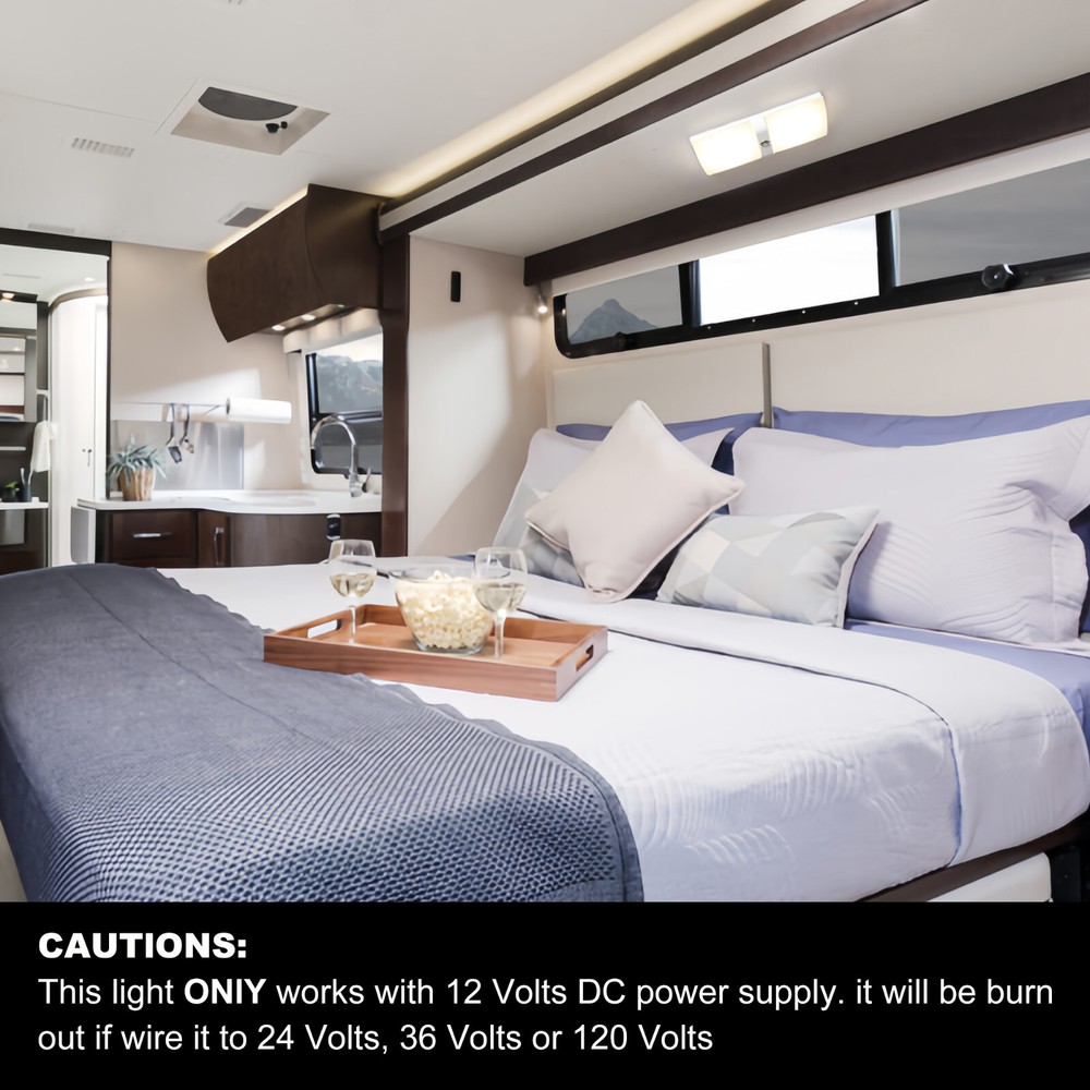 Facon 2PKS 12V 1000Lumens LED RV Dimmable Ceiling Dome Light For Boat Trailer